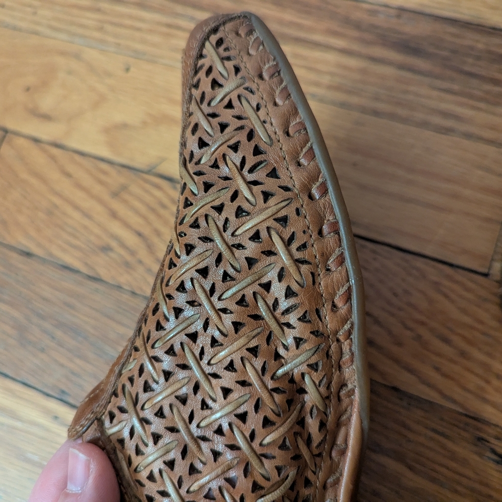 Pikolinos Brown leather European Slingback Woven Kitten Heel Sandals - Picture 5 of 6
